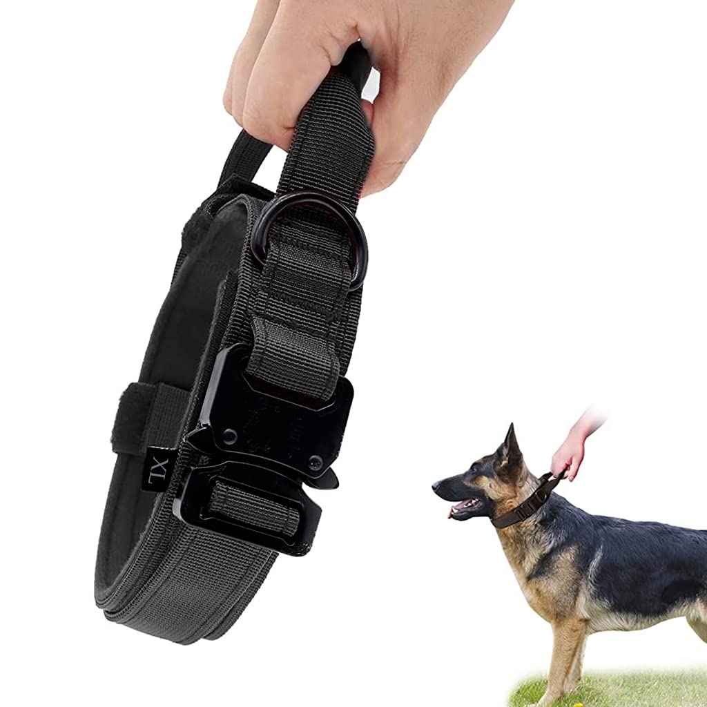 Qpets Dog Collar Adjustable Nylon Tactical Dog Collar with Strap Handle Dogs Training Collar Quick Release Metal Buckle for Small Medium Large Dogs(Black,XL,19.6''-23.2''/50-59cm) Qpets Dog Collar Adjustable Nylon Tactical Dog Collar with Strap Handle Dogs Training Collar Quick Release Metal Buckle for Small Medium Large Dogs(Black,XL,19.6''-23.2''/50-59cm)